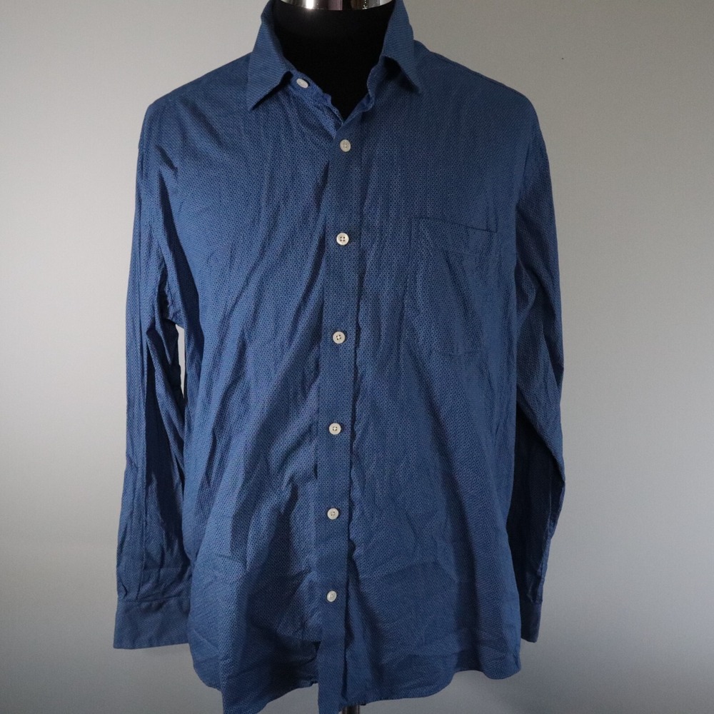 Southern Pines Shirt Mens‎ XL Casual Pocket Button Up Blue Patterned Long Sleeve